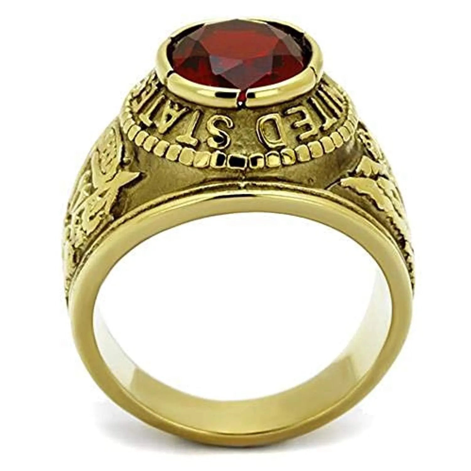 WildKlass Stainless Steel Army Ring IP Gold Men Synthetic Siam