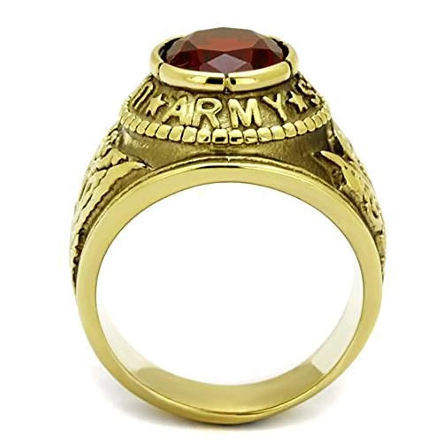 WildKlass Stainless Steel Army Ring IP Gold Men Synthetic Siam