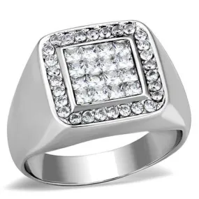 WildKlass Stainless Steel Ring High Polished (no Plating) Men AAA Grade CZ Clear