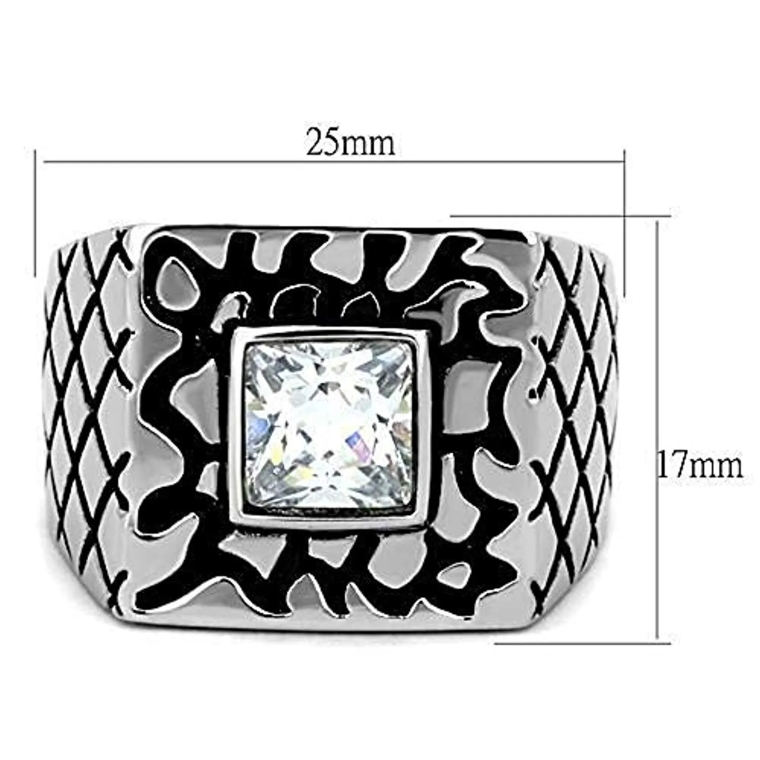 WildKlass Stainless Steel Ring High Polished (no Plating) Men AAA Grade CZ Clear