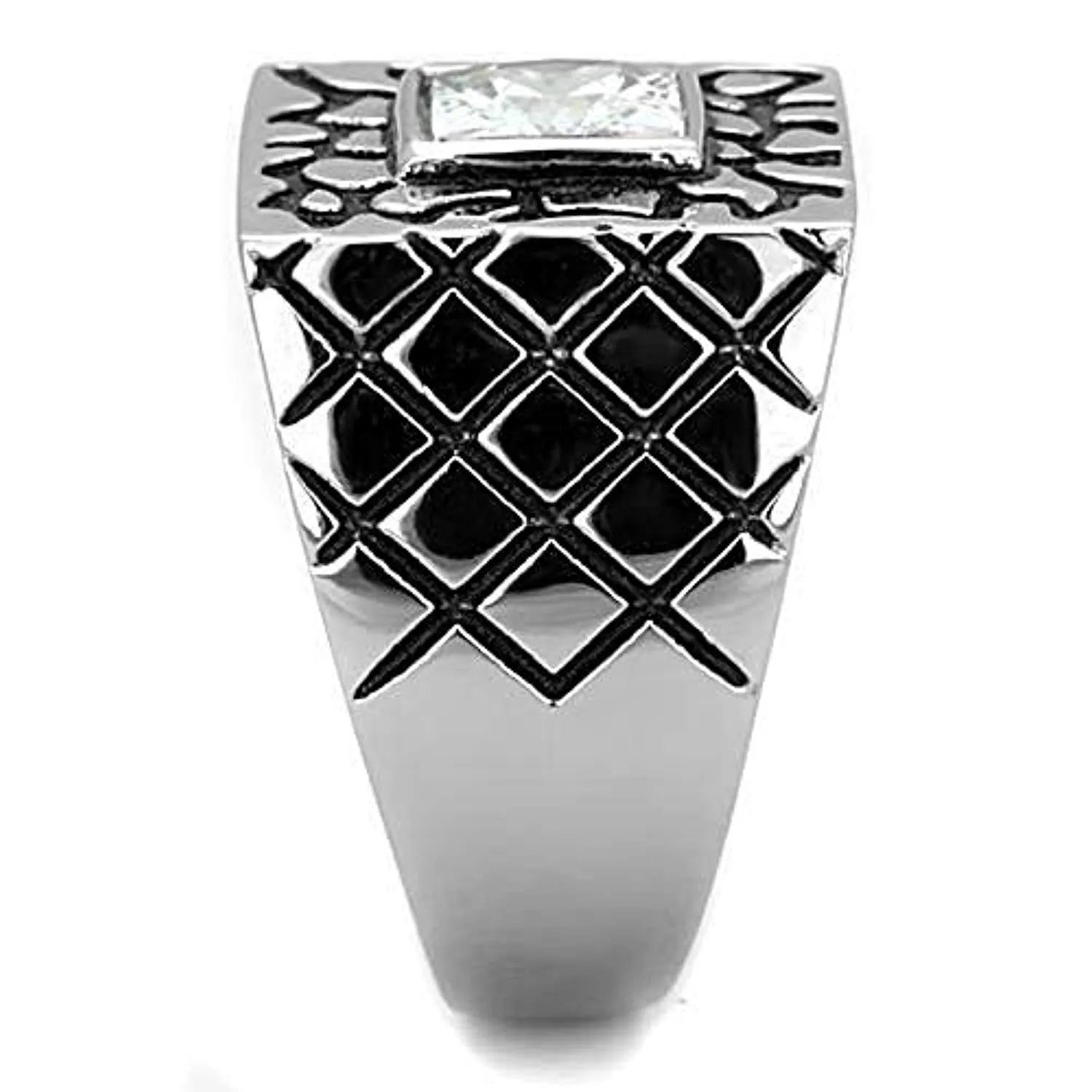 WildKlass Stainless Steel Ring High Polished (no Plating) Men AAA Grade CZ Clear