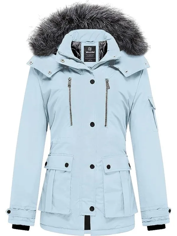 Women's Warm Winter Parka Coat with Removable Faux Fur Hood