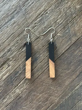 Wooden Drop Earrings - Elongated Bar