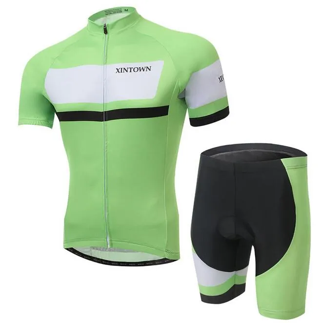 XINTOWN Green White Short Sleeve Cycling Jersey Set