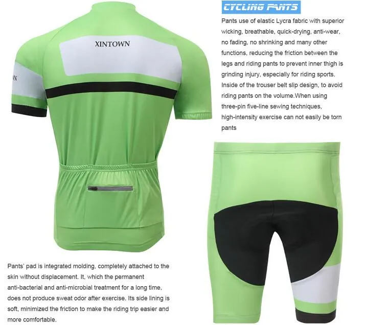 XINTOWN Green White Short Sleeve Cycling Jersey Set